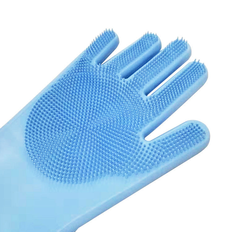 Blue Dishwashing Gloves Detail View