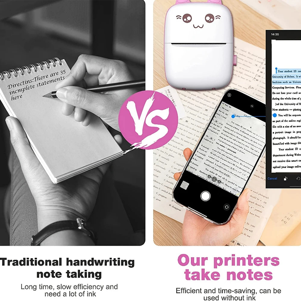 Portable Mini Wireless Printer, Print Photos, Ink-free Thermal Printer, Memos, Lists, Christmas, Halloween, Thanksgiving Gifts