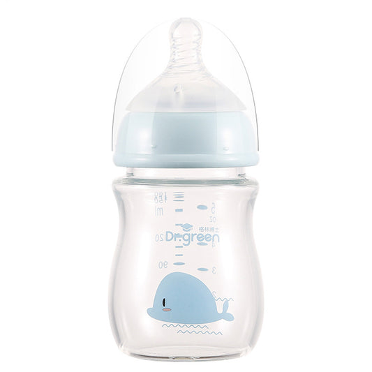 Dr. Green Newborn Baby Glass Wide-caliber Bottle Anti-choke and Anti-colic Bottle 0-6-18 Months