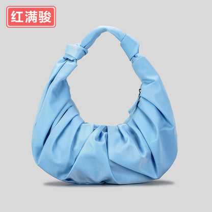 Spring and summer all-match nylon pleated cloud underarm bag women's fashionable simple handbag niche design shoulder bag cross-border