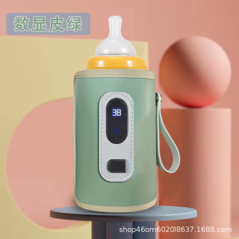 Baby bottle insulation cover USB heating thermostat warm milk artifact with temperature display bottle out portable insulation cover