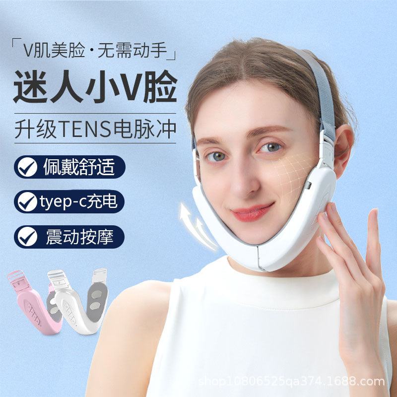 Cross-border V-shaped face-lifting instrument ems micro-current plastic face smart v-face beauty instrument facial massager thin chin