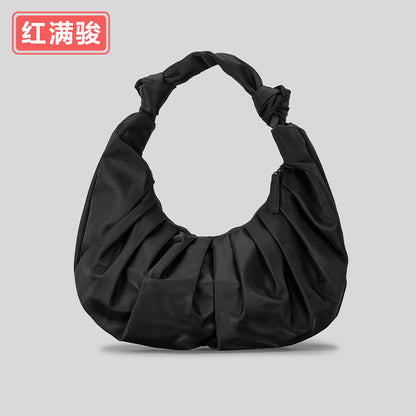 Spring and summer all-match nylon pleated cloud underarm bag women's fashionable simple handbag niche design shoulder bag cross-border