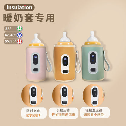 Baby bottle insulation cover USB heating thermostat warm milk artifact with temperature display bottle out portable insulation cover