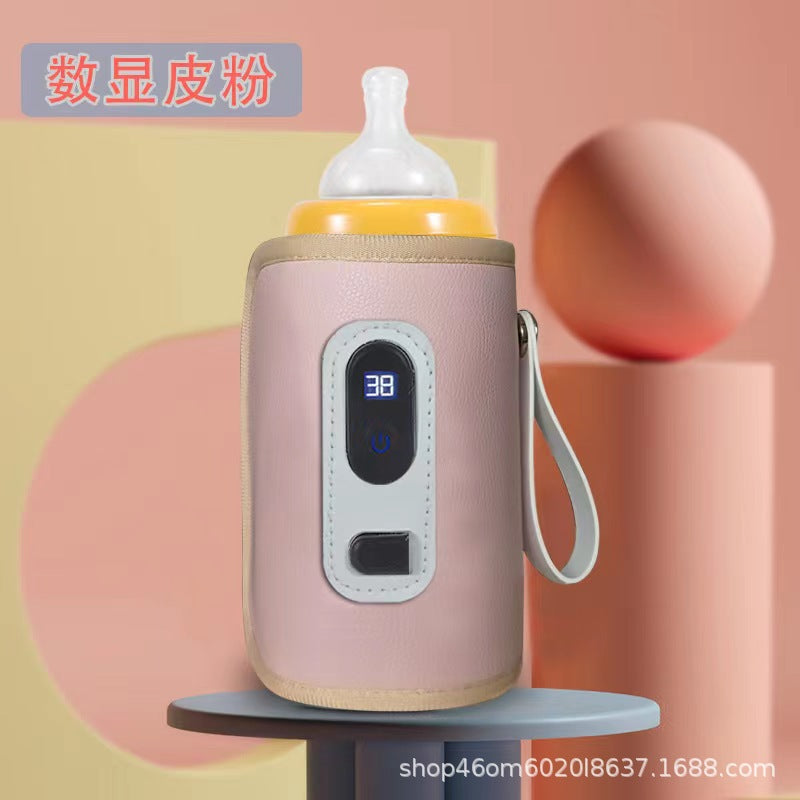 Baby bottle insulation cover USB heating thermostat warm milk artifact with temperature display bottle out portable insulation cover