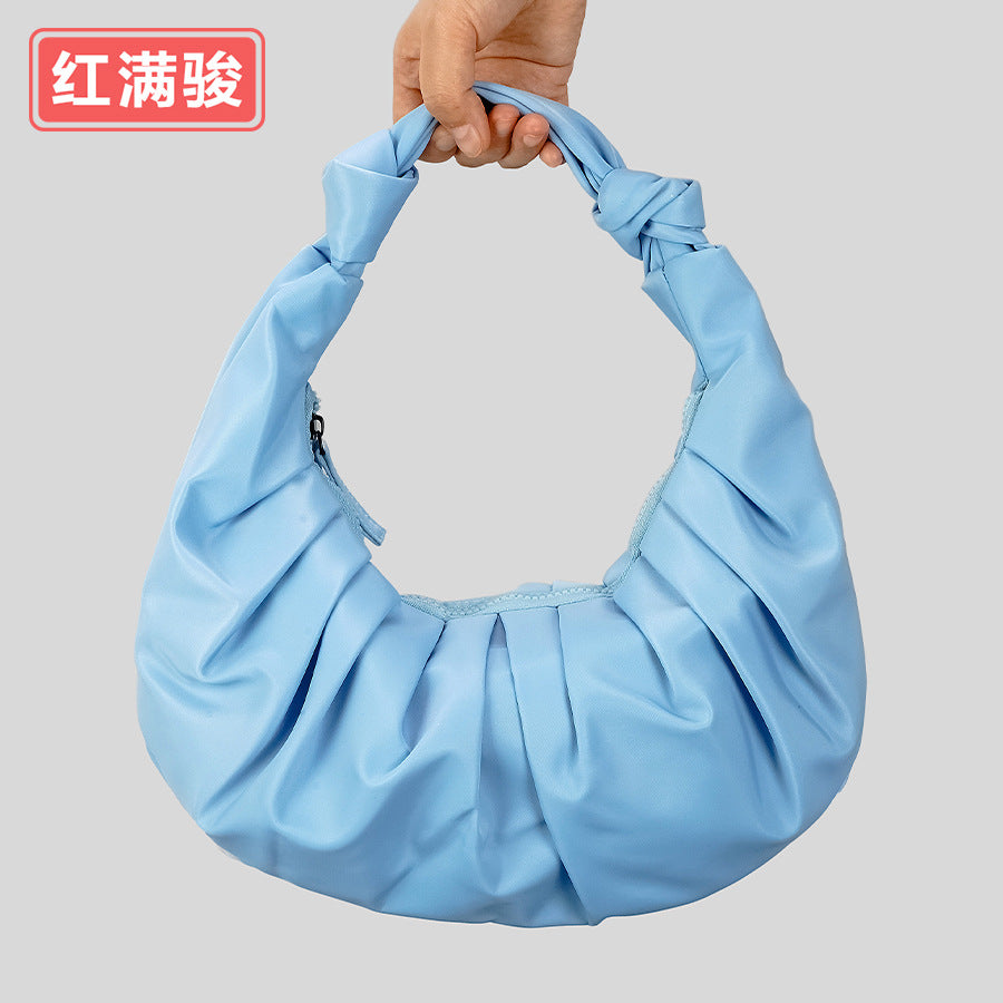 Spring and summer all-match nylon pleated cloud underarm bag women's fashionable simple handbag niche design shoulder bag cross-border