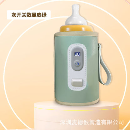 Baby bottle insulation cover USB heating thermostat warm milk artifact with temperature display bottle out portable insulation cover