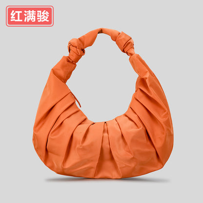 Spring and summer all-match nylon pleated cloud underarm bag women's fashionable simple handbag niche design shoulder bag cross-border