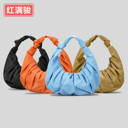 Spring and summer all-match nylon pleated cloud underarm bag women's fashionable simple handbag niche design shoulder bag cross-border