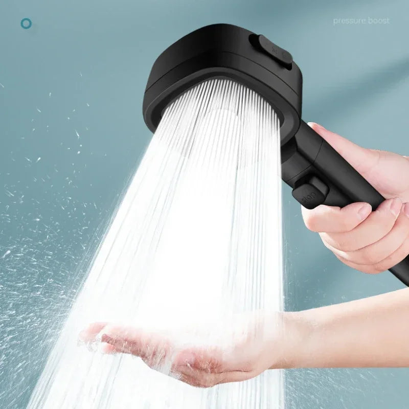 Adjustable High Pressure Shower Head Water Saving 3 Modes One-Key Stop Water Massage Sprayer for Bathroom Accessories