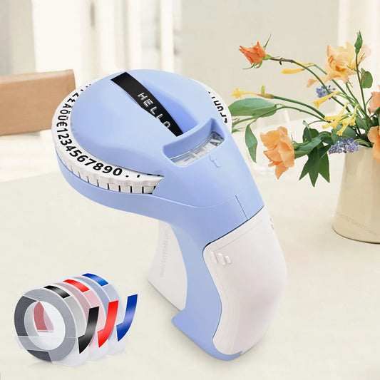 3D Embossing Label Maker B90 Typewriter Handheld Manual Label Printer B90 Adhesive Sticker Maker or 3PK 3D Embossing Label Tapes