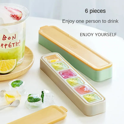 Zackoo 6Grids Silicone Ice Cube Tray Food Grade Sealed Space Saving Refrigerator Accessory for Household Ice Making