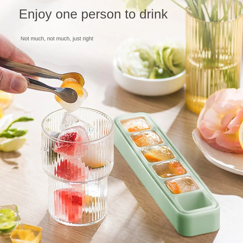 Zackoo 6Grids Silicone Ice Cube Tray Food Grade Sealed Space Saving Refrigerator Accessory for Household Ice Making