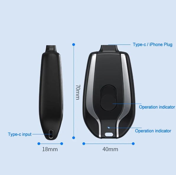 Keychain Charger Black Product Structure